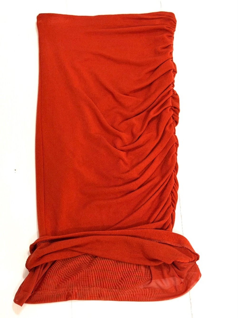 Alice + Olivia Mindie Ruched Jersey Midi Skirt Rust Orange Size XS - Picture 4 of 9